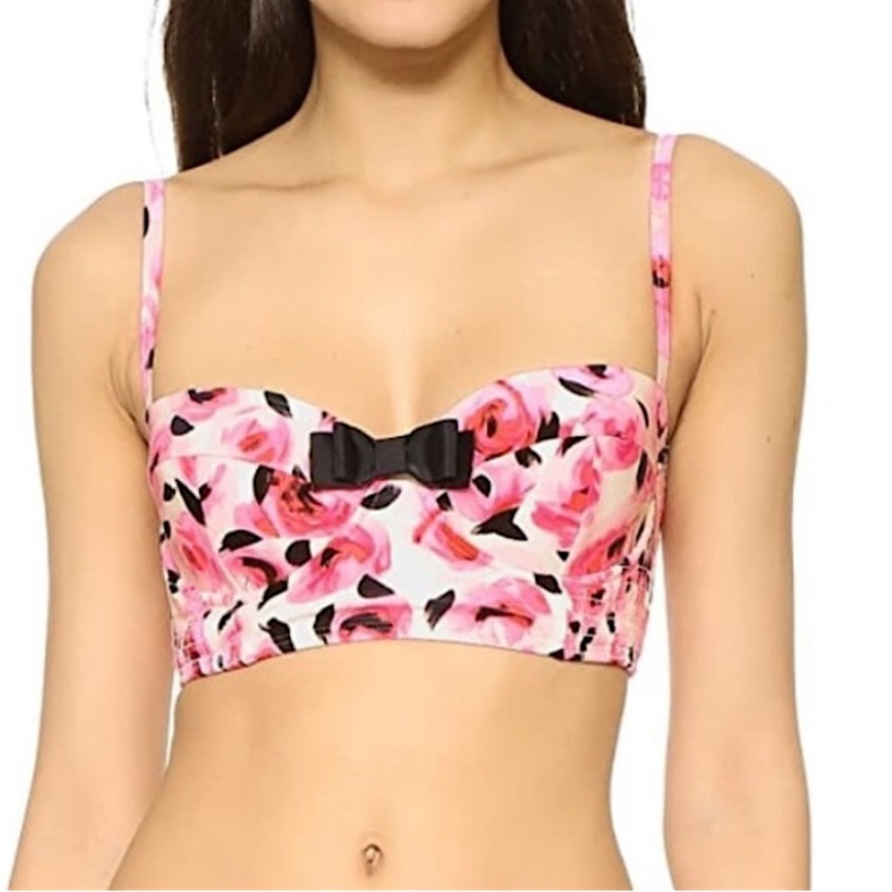 Kate Spade Swimsuit Top New York Bay of Roses Bikini Top Corset Style Bow